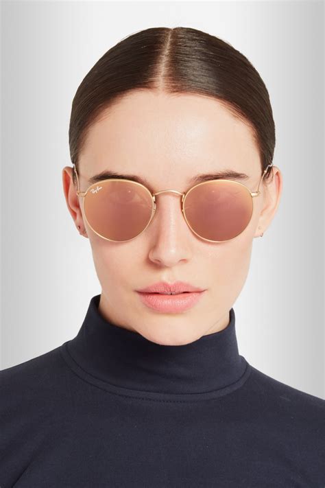 round-frame metal mirrored sunglasses|small round sunglasses ray ban.